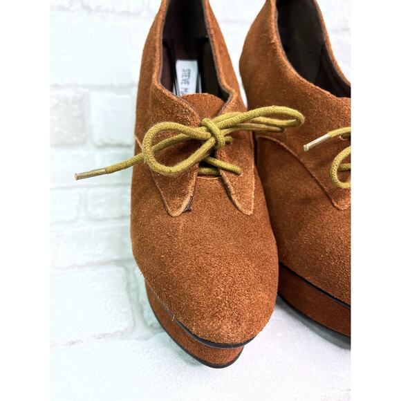 Steve Madden Brown Suede Platform Lace Up Heels - Picture 3 of 10